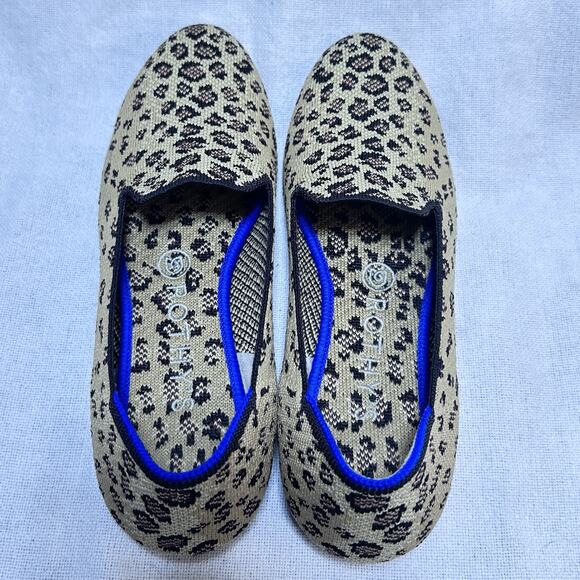 Rothys The Loafer Womens Sz 8 Mocha Flat Spot Leopard Animal Print - Picture 2 of 11